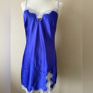 Victoria's Secret Purple Chemise Slip with White Lace Small